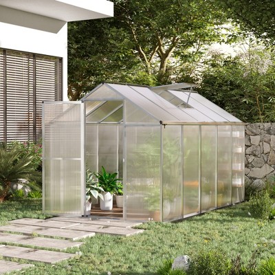 Outsunny 10' x 6' Polycarbonate Walk-In Greenhouse with Roof Vent