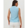 Allegra K Women's Sleeveless Lapel V Neck Button Down Chambray Shirt - 3 of 4