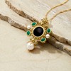 Ross-Simons Italian Cultured Pearl, Black Onyx and Green Agate Pendant Necklace in 18kt Gold Over Sterling Silver Size - 4 of 4