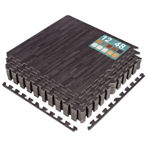 Sorbus Interlocking Wood Grain Print Floor Mats - 12 Pcs - 1 of 4