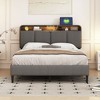 Queen Upholstered Bed Frame, Queen Platform Bed With Headboard Storage, Lights, USB Ports, Sockets, Wear Resistant Ventilate Full Size Platform Bed - 4 of 4