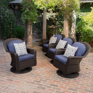 Christopher Knight Home Liam Outdoor Wicker Club Chairs with Cushions (Set of 4) - 1 of 4