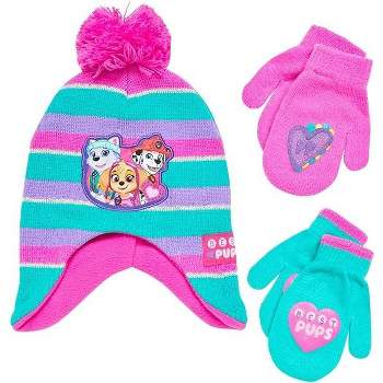Paw Patrol Girls Winter Hat and 2 Pair Mittens or Gloves, Kids Age 2-7