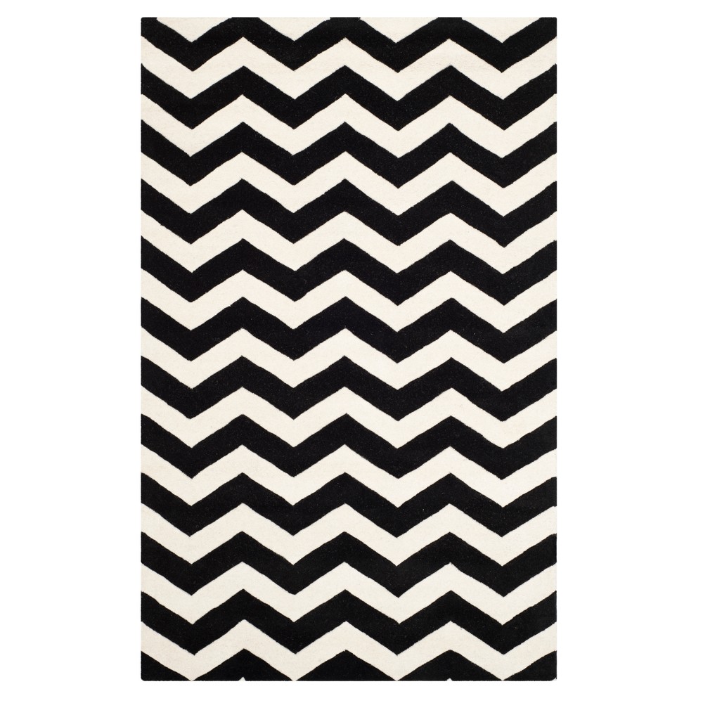 UPC 683726740902 Black/Ivory Chevron Tufted Area Rug 6'X9' Safavieh