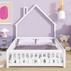 Full House-Shaped Headboard Bed with Handrails ,slats ,Natural，White - 2 of 4
