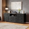 55” Long Dresser for Bedroom TV Stand for 55 to 65 inch TV Black Dresser with 10 Fabric Drawers Chest Center with Power Outlet LED Light - 4 of 4