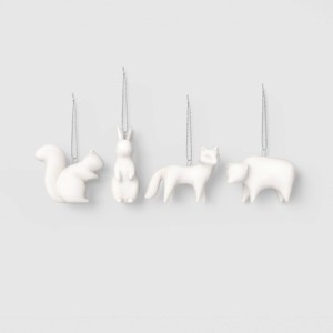 4ct Ceramic Woodland Animal Christmas Ornament Set Fox, Bear