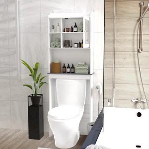 Modern Over The Toilet Space Saver Organization Wood Storage Cabinet - 1 of 4