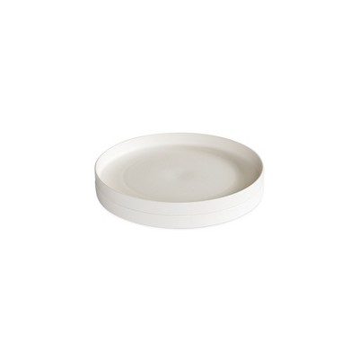 White 8-Inch Round Microwave-Safe Lunch Plates, Set of 2