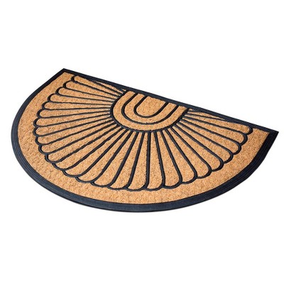 Direct Home Black/Tan 24 x 36 Geometric Coir Rubber Welcome Door Mat