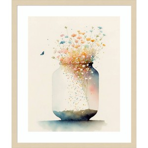 Amanti Art 21"x25" Jug of Wildflowers by Leah Mclean: Modern Botanical Lithograph, Hardwood Frame - 1 of 4