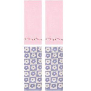REGALWOVEN 4 Pcs Cute Floral Soft Absorbent Decorative Bathroom Hand Towel - 1 of 4