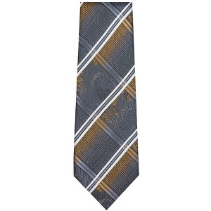 TheDapperTie Men's Charcoal Gray And Yellow Checks Necktie with Hanky - 1 of 3