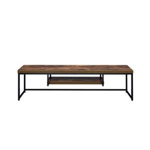 Bob TV Stand for TVs up to 59" Weathered Oak/Black Metal Finish - Acme Furniture: Sturdy Console for Television Display - 1 of 4