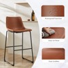 Wooakway Mid-century Accent Chair Armless Industrial Faux Leather Barstools with Metal Legs Dining Chair for Home Office Kitchen Island - 3 of 4