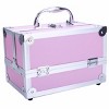 Aluminum Alloy Makeup Train Case Jewelry Organizer with Accordion Compartments for Travel and Professional Use - 3 of 4