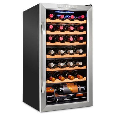 Ivation 28-Bottle Compressor Freestanding Wine Cooler Refrigerator - Stainless Steel