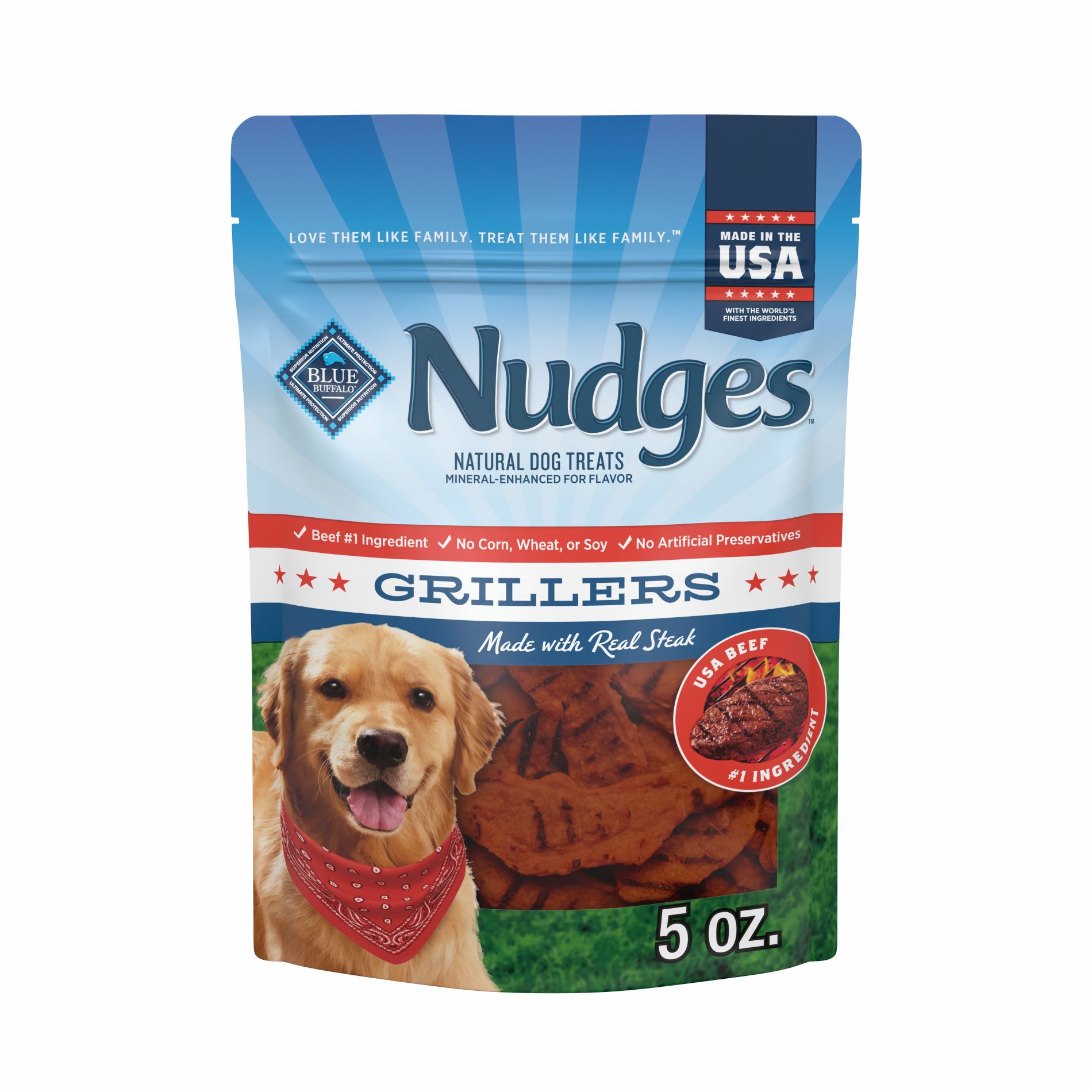 Blue Buffalo Nudges Grillers Beef Jerky Treats - 5oz