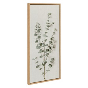 Kate and Laurel Sylvie Eucalyptus Botanical I Framed Canvas by The Creative Bunch Studio, 18x40, Natural - 1 of 4