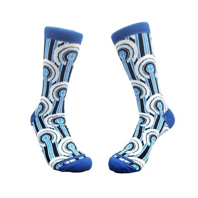 Art Deco Patterned Socks - Size 10-13 (Men's Sizes Adult Large) / Blue / Unisex from the Sock Panda