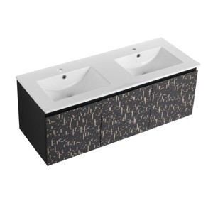 SEVOBAL Bathroom Storage Cabinets Floating Vanity With Soft Close Plaid Doors And Modern Storage for Homes, Black, 47.6"*18.3"*17.3" - 1 of 4