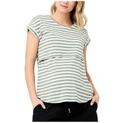 Women's Striped Short Sleeve Maternity Nursing Basic T-Shirt