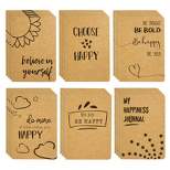 Paper Junkie 24-Pack Happiness-Themed Journals Bulk, Kraft Paper Notebooks with 80 Lined Pages for Kids, Office, School, Assorted Designs, 4x5.75 In