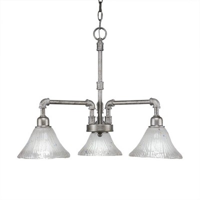 Toltec Lighting Vintage 3 - Light Chandelier in  Aged Silver with 7" Frosted Crystal Shade