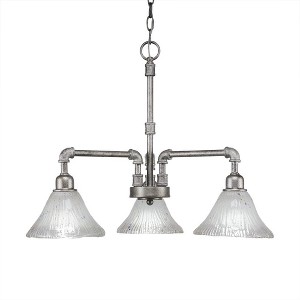 Toltec Lighting Vintage 3 - Light Chandelier in  Aged Silver with 7" Frosted Crystal Shade - 1 of 1