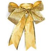 Bright Creations 10 Pieces 7"x9" Christmas Bows Organza Xmas Gift Wrapping Bowknot with Twist Tie, Gold Glitter - 3 of 4