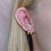14K Gold Plated Triple Huggie Illusion Stud Earrings | Double Huggie Hoop Earrings for One Hole | Gold Hoop Earrings for Women - 3 of 4