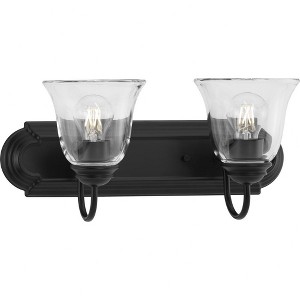 Progress Lighting, Calhoun Collection, 2-Light Vanity Light, Matte Black, Clear Glass Shades, Material: Steel - 1 of 4