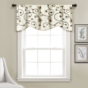 Lush Décor Royal Garden Faux Silk Embroidered Valance Neutral Single 18x42 - 1 of 4