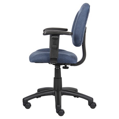 Elegant Blue Fabric Task Chair with Adjustable Arms and Swivel Base