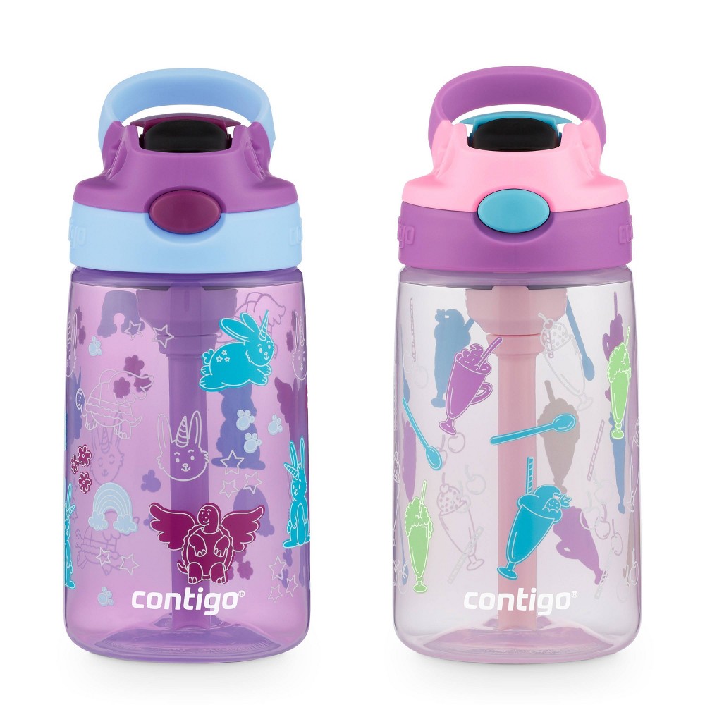 Photos - Water Bottle Contigo 14oz 2pk Plastic Cleanable Kids'  Purple/Pink 