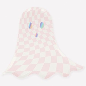 Meri Meri Pink Checker Ghost Plates (Pack of 8) - 1 of 4