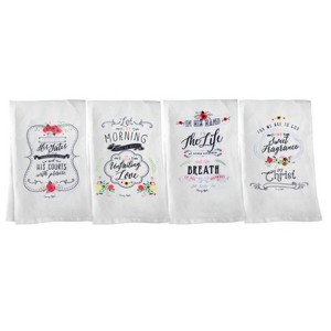 Manual Woodworks and Weavers Enter His Gates Kitchen Towels Set of 4, Inspirational Cotton Tea Towels - 1 of 3