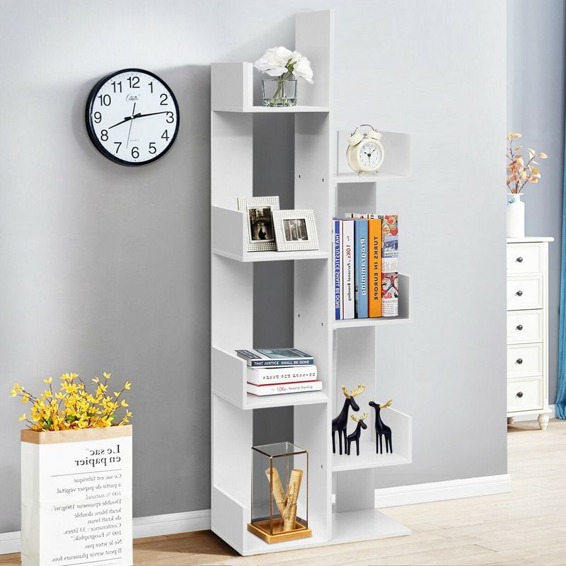 Costway 8-Tier Bookshelf Bookcase w/8 Open Compartments Space-Saving Storage Rack White/Black, 4 of 11