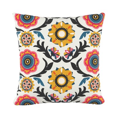 Tulum Square Throw Pillow - Skyline Furniture: Contemporary Floral Cotton, Indoor with Removable Cover