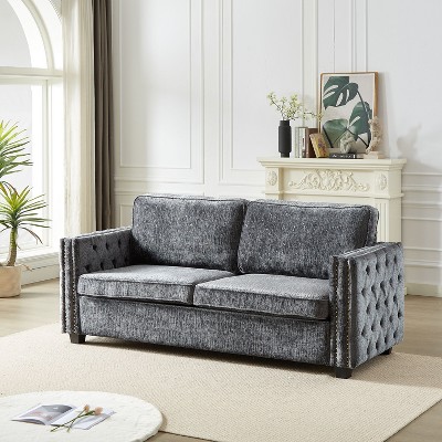 NicBex Modern Convertible Sleeper Chair,Folding Sofa Bed with Wooden Frame,Couches Covered in Chenille Fabric for Living Room,Gray