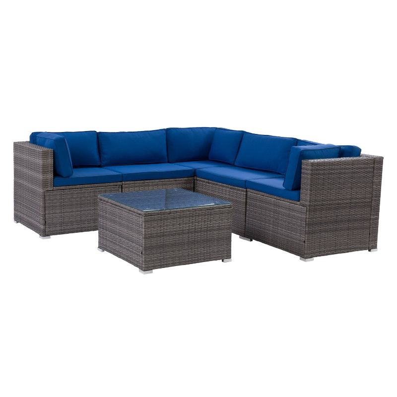 Parksville 6pc Patio Sectional Conversation Set Gray - CorLiving, 1 of 10