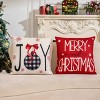 Velvet Red Christmas Decorations-Throw Pillow Covers 18x18 in Set of 4,Decorative Joy Snowflake - 2 of 4