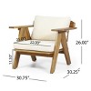 Coolbibila Acacia Wood Patio Club Chairs Set Of 2,Ourdoor Fabric Upholstered Patio Garden Arm Chair With Cushions And Open Slat Backrest - 4 of 4