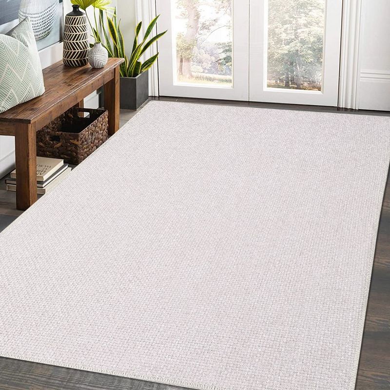 Modern Solid Textured Area Rug Machine Washable Stain Resistant Non-Slip Floor Cover Carpet, 1 of 8