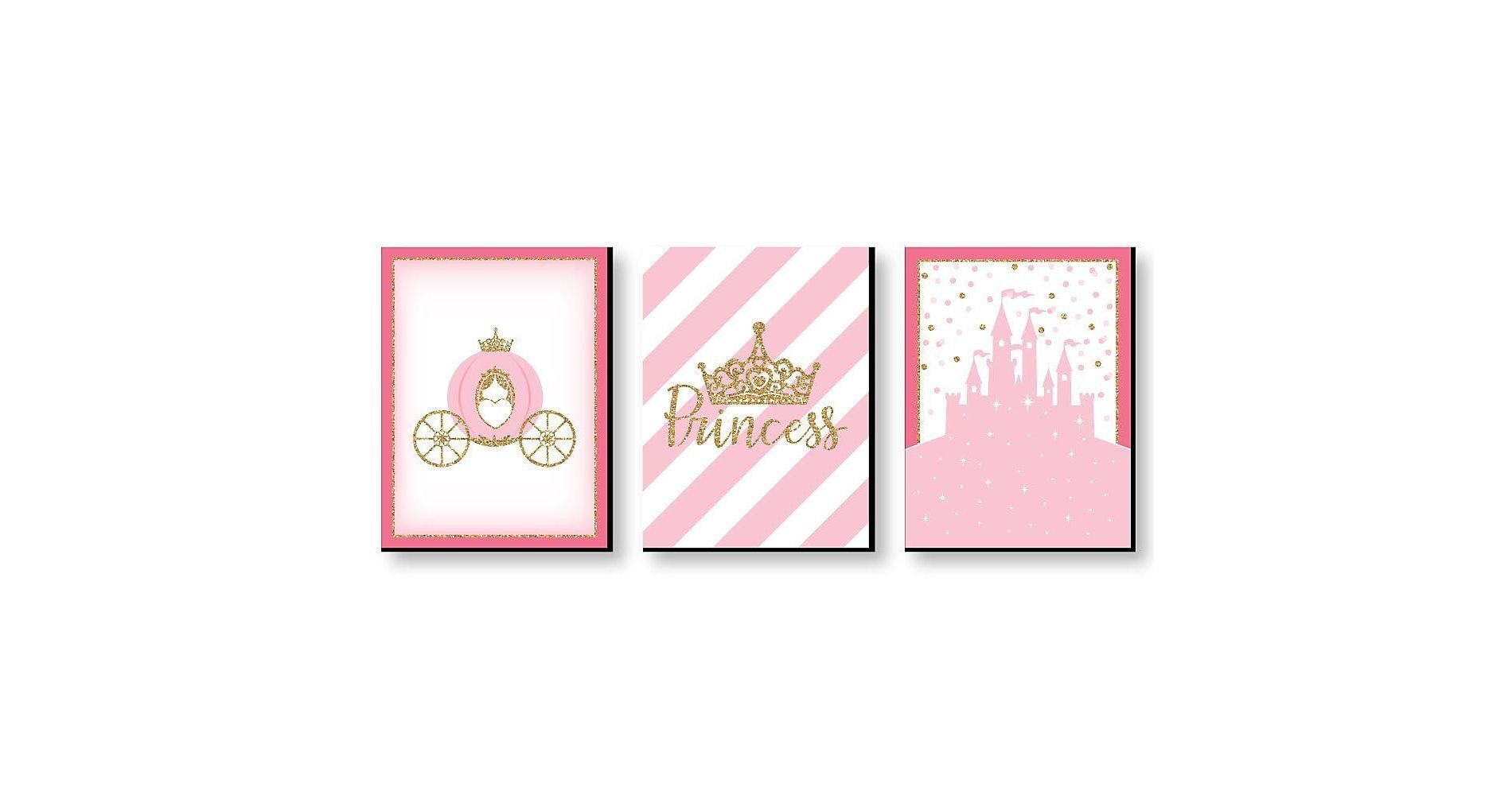 Big Dot of Happiness Little Princess Crown - Castle Nursery Wall Art and Kids Room Decorations - Gift Ideas - 7.5 x 10 inches - Set of 3 Prints