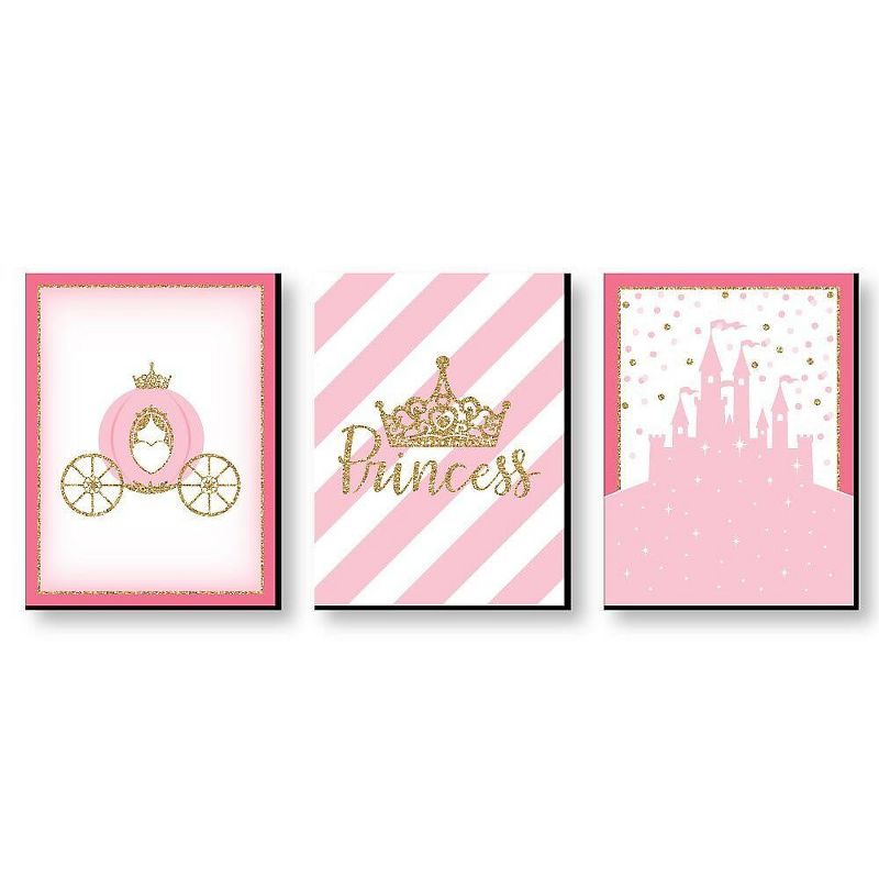 Big Dot of Happiness Little Princess Crown - Castle Nursery Wall Art and Kids Room Decorations - Gift Ideas - 7.5 x 10 inches - Set of 3 Prints, 1 of 8