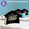 Big Dot of Happiness 8 Count Black and Gold Graduation 3D Centerpiece Table Decorations, Freestanding Class of 2026 Grad Party Centerpieces - 2 of 4