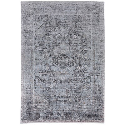 Sarrant Transitional Medallion Gray/Silver/Ivory Area Rug