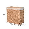 happimess Sawyer 24" Classic Farmhouse Handwoven Hyacinth 2-Section Collapsible Laundry Hamper with Washable Liner, Handles, and Lid - 2 of 4