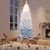 Pre-Lit Snow Flocked Pencil Christmas Tree, Gradient Lights, Foldable Metal Base, Lighted Holiday Decor - 3 of 4